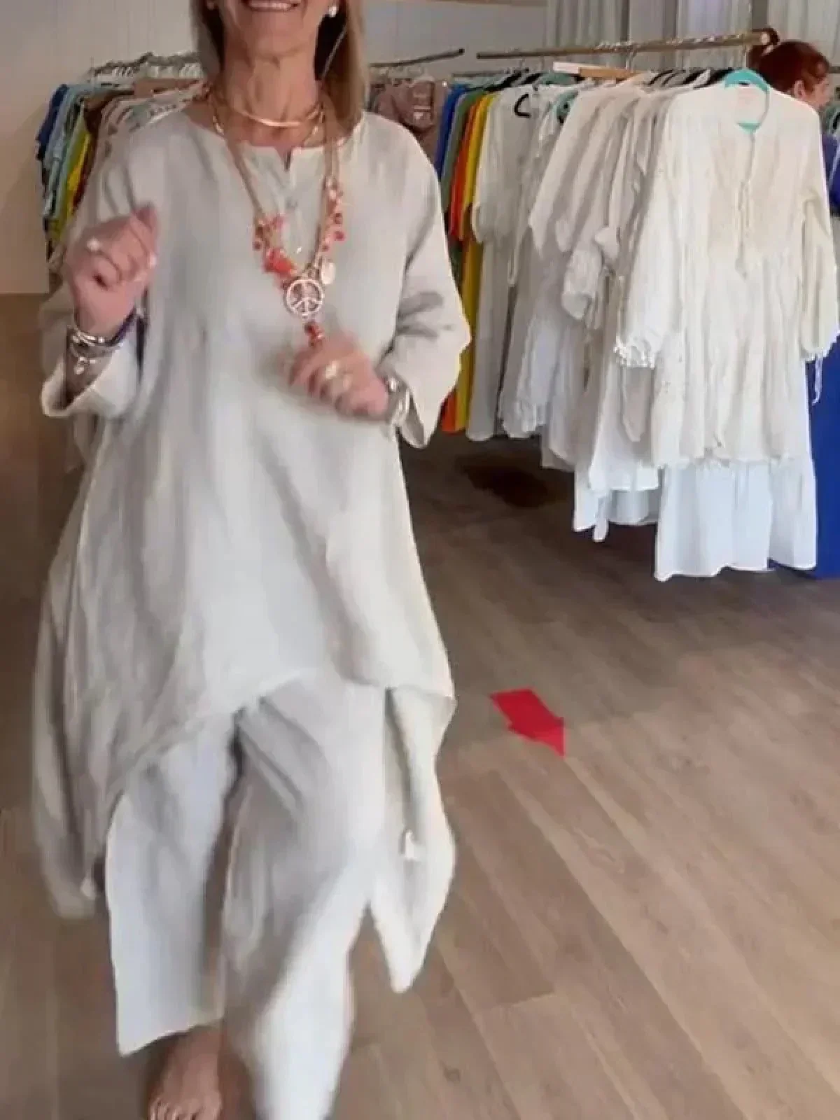 Sole - camicetta e pantaloni coordinati in fresco lino - Image 5