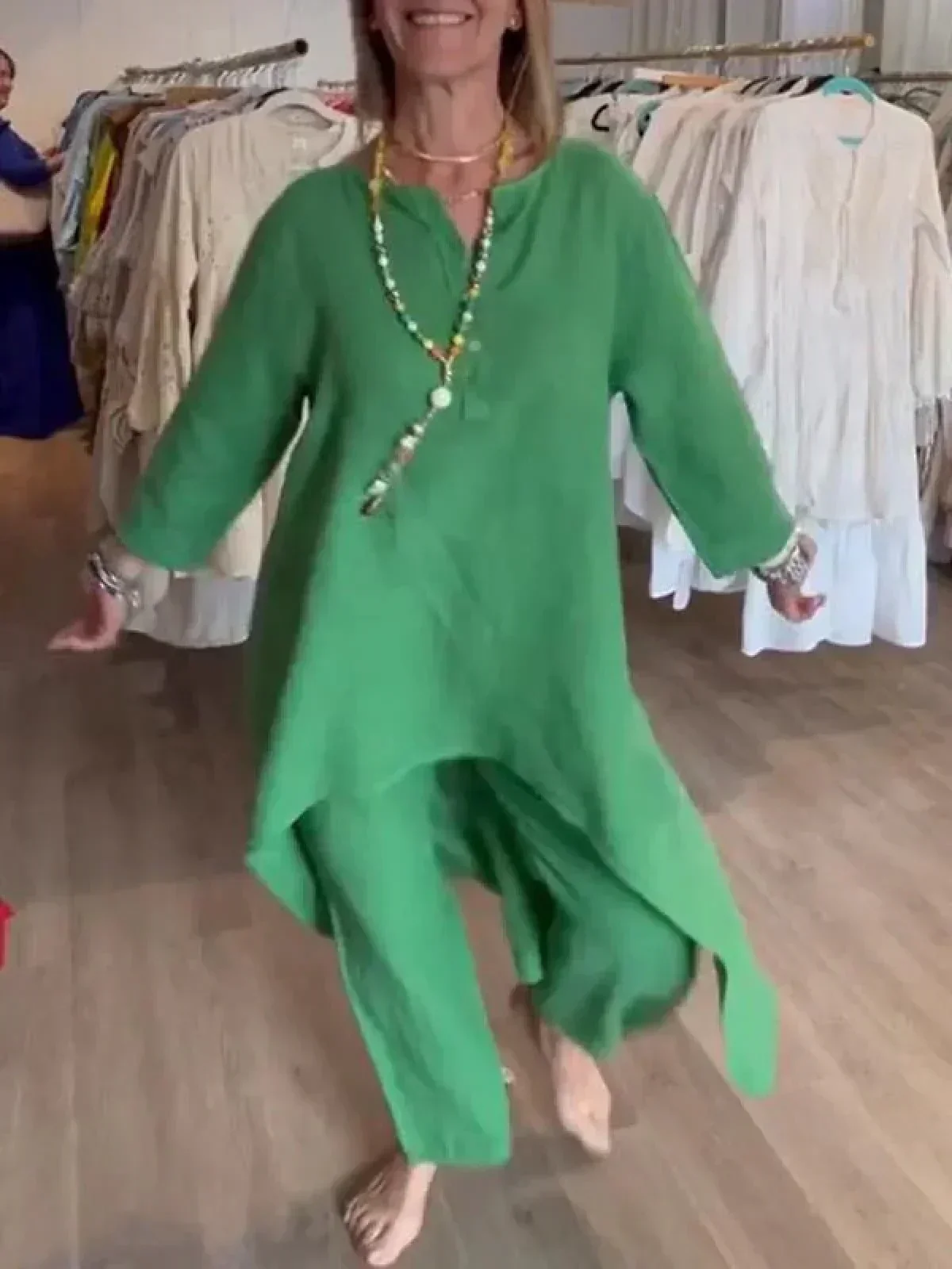 Sole - camicetta e pantaloni coordinati in fresco lino - Image 6