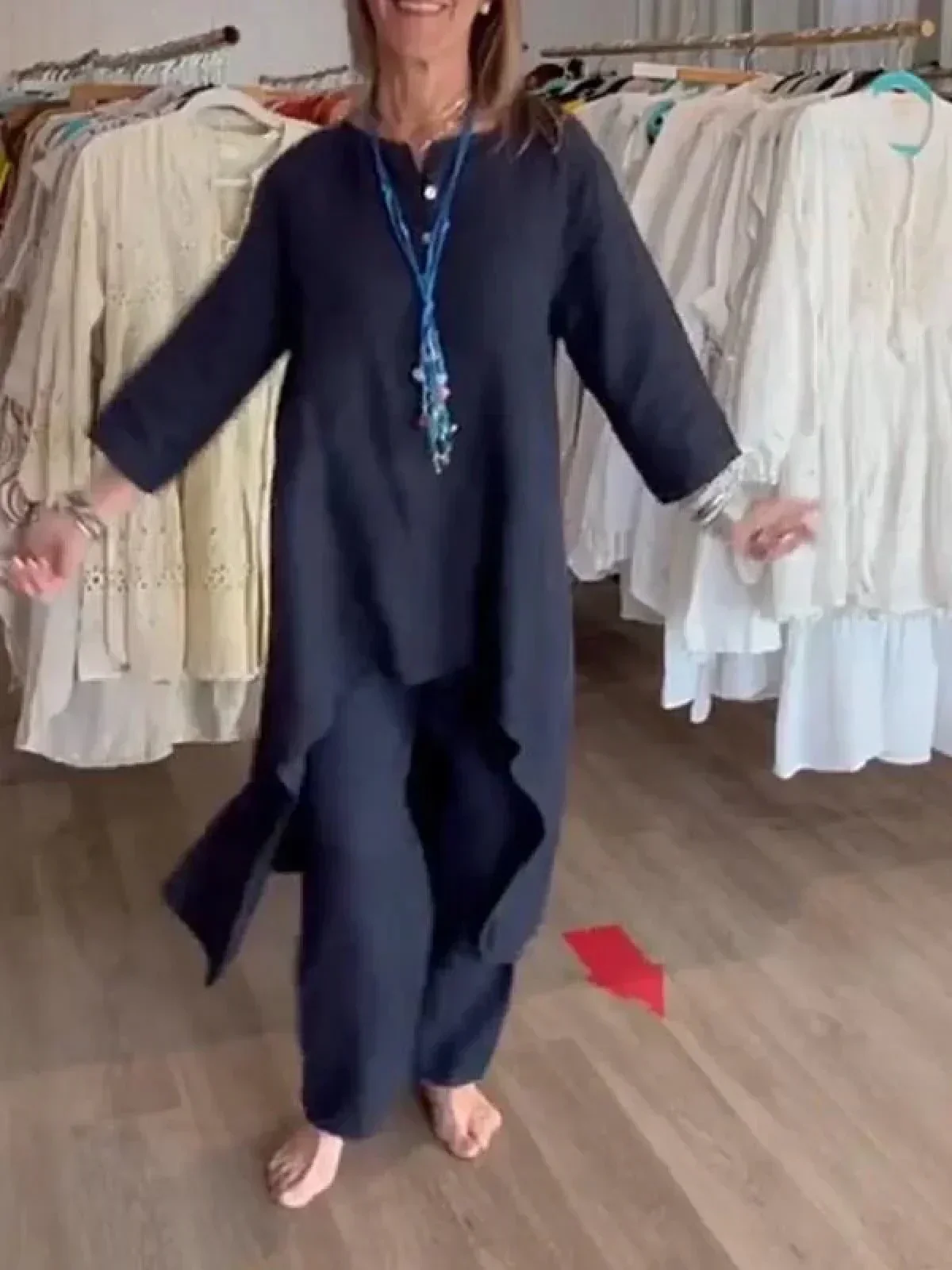 Sole - camicetta e pantaloni coordinati in fresco lino - Image 7